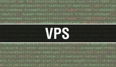 Dijital Java kod metni olan başkan yardımcısı. VPS ve Bilgisayar yazılım kodlama vektör kavramı. Senaryo Java programlanıyor, ekranda VPS olan dijital program kodu
