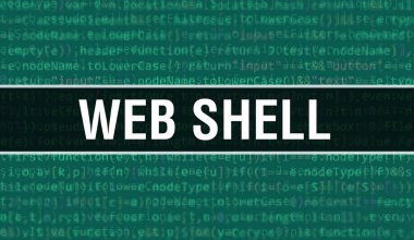 Dijital Java kod metni olan bir web kabuğu. Web kabuğu ve Bilgisayar yazılım kodlama vektörü konsepti. Senaryo Java programlanıyor, ekranda Web kabuğu olan dijital program kodu