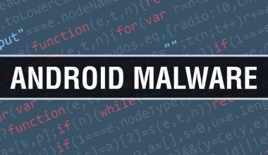 Random Parts of Program Kodlu Android kötü amaçlı yazılım konsepti. Yazılım geliştiricisi ve bilgisayar yazılımının programlama kodları soyut teknoloji arka planına sahip Android kötü amaçlı yazılım. Android kötü amaçlı yazılım Arka GrubuName