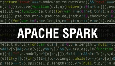 Programın Random Parts of Program Kodunun Apaçi Kıvılcım konsepti. Programlama kodları üzerinde yazılan yazılım geliştiricisi ve bilgisayar yazılımının soyut teknoloji arkaplanı. Apaçi Kıvılcım zekası