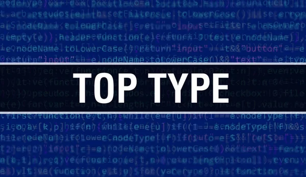 Dijital Java kod metni olan en iyi tip. En iyi tip ve bilgisayar yazılım kodlama vektörü konsepti. Java kodlama betiği programlanıyor, ekranda Top Type resimli dijital program kodu