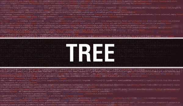Texto Árvore Escrito Código Programação Abstrato Tecnologia Fundo Desenvolvedor Software — Fotografia de Stock