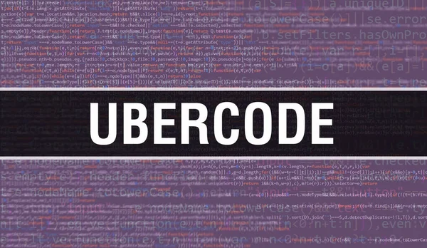 Ubercode Konzept Mit Zufälligen Programmteilen Ubercode Mit Programmiercode Abstrakte Technologie — Stockfoto