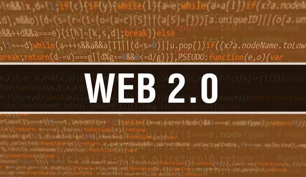 Programın Random Parts of Program Code.Web 2.0 konsepti yazılım geliştiricisi ve Bilgisayar betiğinin programlama kodu soyut teknoloji arkaplanı üzerine yazıldı. Teknoloji Morinası ile Web 2.0