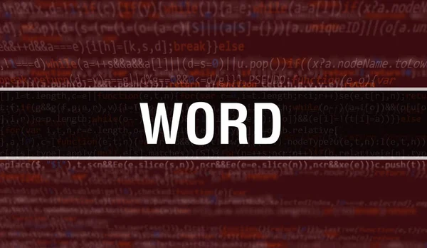 Word Koncepció Illusztráció Kóddal Programok Alkalmazások Fejlesztéséhez Word Weboldal Kód — Stock Fotó