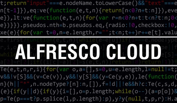 Alfresco Cloud Concept Random Parts Program Code Alfresco Cloud Text — 스톡 사진