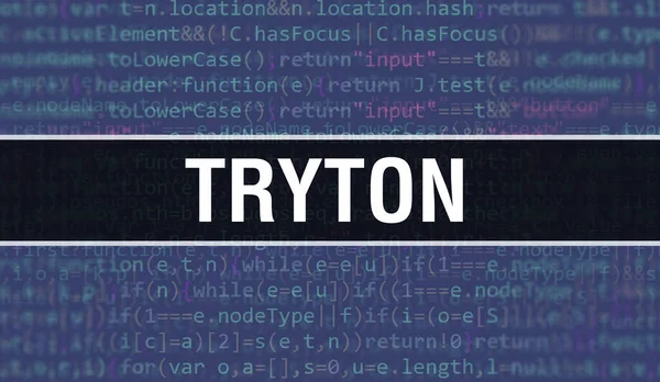 Tryton Подвійним Кодом Цифрової Технології Фону Абстрактний Фон Програмним Кодом Ліцензійні Стокові Фото