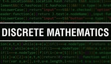Yazılım geliştiricisi ve bilgisayar yazılımının programlama kodları soyut teknoloji arkaplanı üzerine yazılmış matematik metni. Bilgisayar monitöründe şifreli matematik kavramı. Kodin