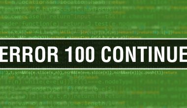 Hata 100: Soyut Teknoloji İkili Kod Arkaplanı ile Devam Edin. Dijital ikili veri ve Güvenli Veri Konsepti. Yazılım