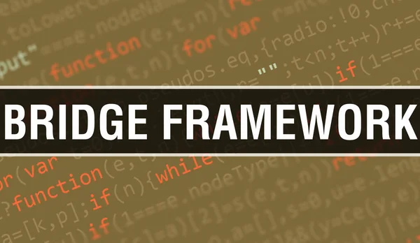 디지털 텍스트와 브리지 프레임워크 Bridge Framework 컴퓨터 소프트웨어 프로그래밍 스크립트 — 스톡 사진