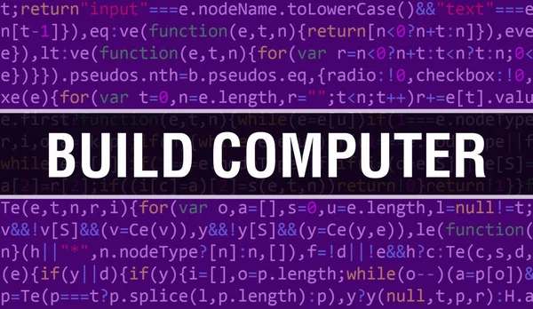 Build Computer Concept Random Parts Program Code Build Computer Text — Stock Photo, Image