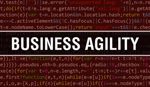 具有二进制代码数字技术背景的业务敏捷性 具有程式码和业务敏捷性的背景 编程和编码技术背景 商业敏锐性 — 图库照片