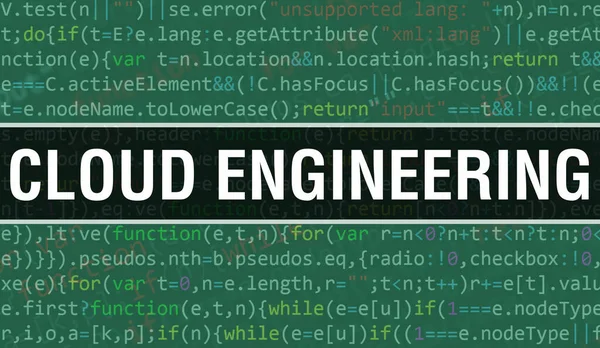 Concepto Ingeniería Nube Con Partes Aleatorias Código Programa Texto Ingeniería —  Fotos de Stock