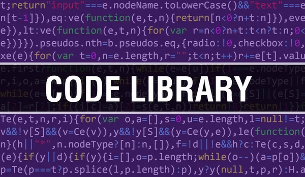 Koncept Knihovny Kódů Náhodnými Částmi Programového Kódu Text Knihovny Kódů — Stock fotografie