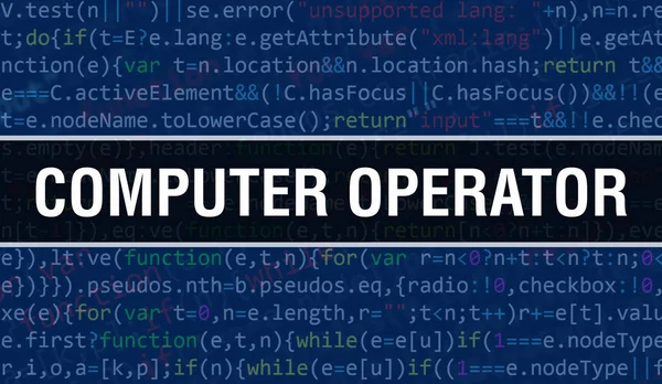 プログラムコードの乱数部分を持つコンピュータ演算子の概念 ソフトウェア開発者とコンピュータスクリプトのプログラミングコード抽象技術の背景を持つコンピュータ演算子 コンピュータ オペラート — ストック写真