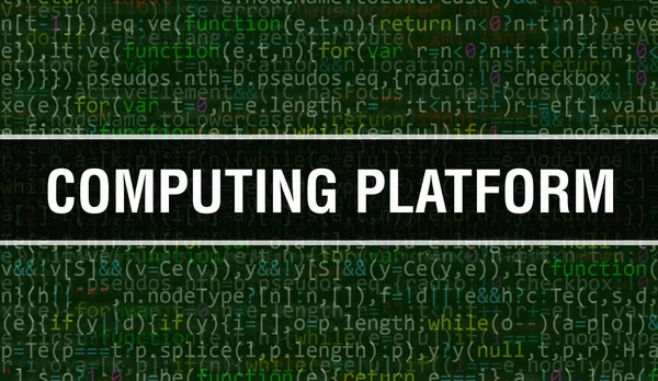 Computing platform concept illustration using code for developing programs and app. Computing platform website code with colourful tags in browser view on dark background. Computing platform o