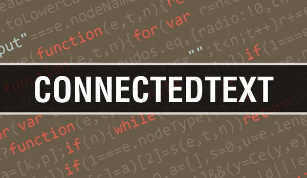 คอนเซ Connectedtext วนส มของรห สโปรแกรม Connectedtext บรห สการเข ยนโปรแกรมพ นหล — ภาพถ่ายสต็อก