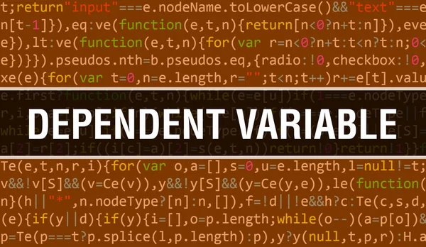 依赖变量概念与程序代码的随机变量部分 依赖变量与编程代码抽象技术背景的软件开发人员和计算机脚本 依附变量L — 图库照片
