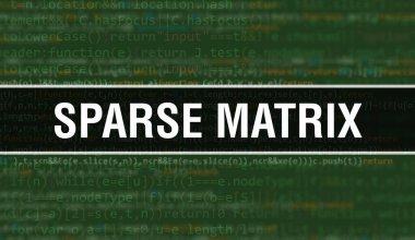 Dijital Java kod metni ile seyrek matris. Kısıtlı matris ve Bilgisayar yazılım kodlama vektörü kavramı. Java kodlama betiği programlanıyor, ekranda Sparse matrisi olan dijital program kodu