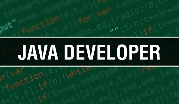 Pengembang Java Dengan Teks Kode Java Digital Konsep Java Developer — Stok Foto