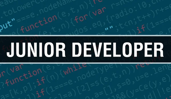 Junior Developer Konsep Dengan Random Bagian Dari Kode Program Junior — Stok Foto