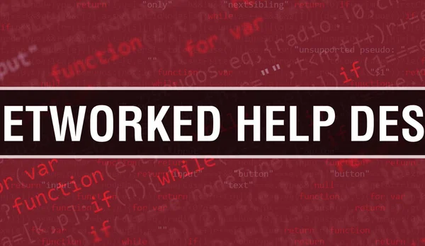 Połączenie Koncepcji Help Desk Losowymi Częściami Kodu Programu Networked Help — Zdjęcie stockowe