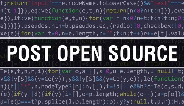 Post Open Source Konzept Mit Zufälligen Teilen Des Programmcode Post — Stockfoto