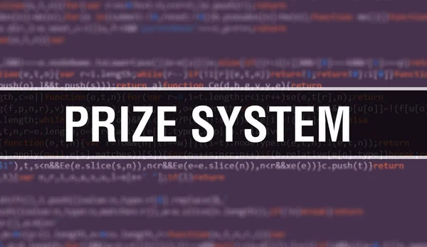 Texto Sistema Prêmios Escrito Código Programação Fundo Tecnologia Abstrata Desenvolvedor — Fotografia de Stock