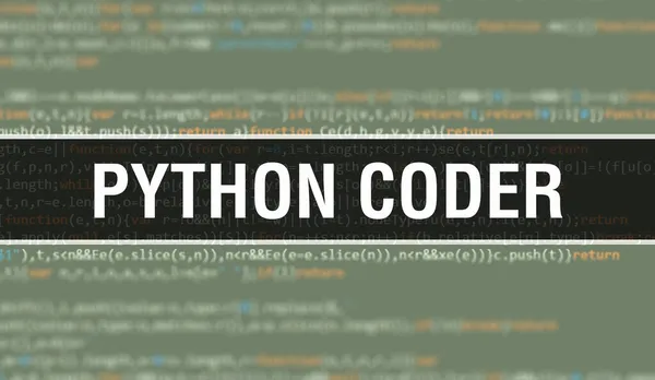 Python Coder 텍스트는 소프트웨어 개발자와 컴퓨터 스크립트의 추상적 프로그래밍 코드에 — 스톡 사진