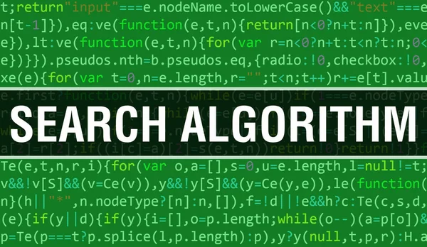 Concetto Algoritmo Ricerca Con Parti Casuali Del Codice Del Programma — Foto Stock