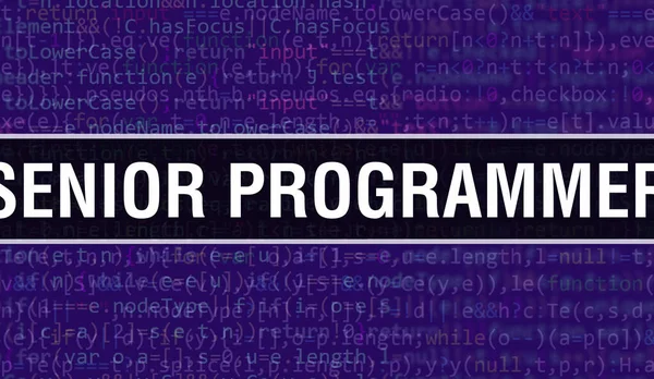 Senior Programozó Koncepció Random Parts Program Code Senior Programozó Szöveget — Stock Fotó