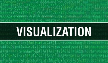 Programın Rasgele Parçaları ile görselleştirme konsepti. Yazılım geliştiricisi ve Bilgisayar betiğinin programlama kodu soyut teknoloji arkaplanı ile görselleştirme. Görselleştirme Arkaplanı