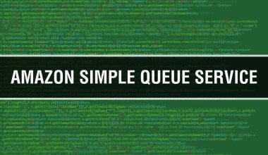 Programın Random Parts of Program Kodu ile Amazon Basit Kuyruk Hizmeti kavramı. Programlama kodu üzerinde yazılan basit kuyruk servisi metni yazılım geliştiricisi ve Hesapla