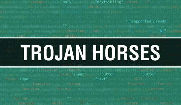 Trojanische Pferde Mit Digitalem Binärcode Hintergrund Abstrakter Hintergrund Mit Programmcode — Stockfoto