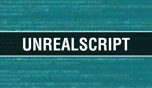 Unrealscript Mit Digitalem Java Code Text Unrealscript Und Computersoftware Codierungsvektorkonzept — Stockfoto