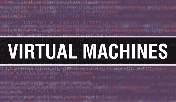 virtual machines with Digital java code text. virtual machines and Computer software coding vector concept. Programming coding script java, digital program code with virtual machines on scree