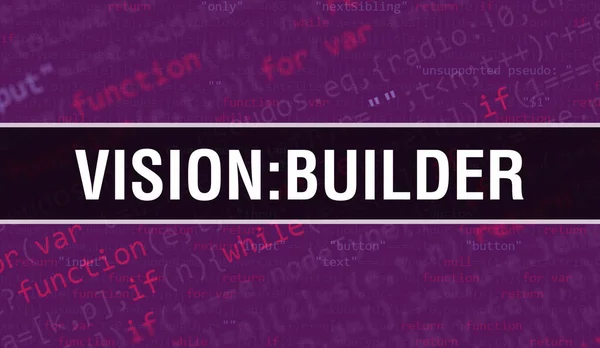 Wizja Ilustracja Koncepcji Builder Przy Użyciu Kodu Tworzenia Programów Aplikacji — Zdjęcie stockowe