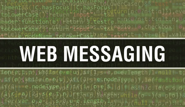 プログラムコードの乱数部分とWebメッセージングの概念 プログラミングコードでのWebメッセージングソフトウェア開発者とコンピュータスクリプトの抽象的な技術的背景 Webメッセージの背景 Conep — ストック写真