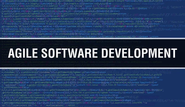 Desarrollo Agile Software Con Fondo Tecnología Digital Código Binario Antecedentes —  Fotos de Stock