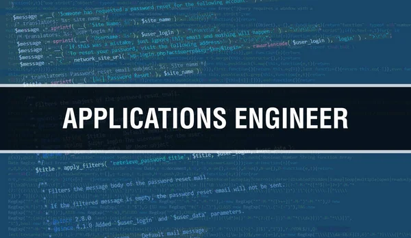 Insinyur Aplikasi Dengan Abstrak Teknologi Kode Biner Background Digital Data — Stok Foto