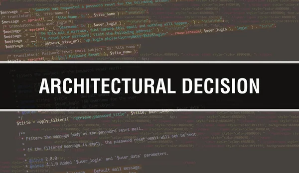 Arkitektoniskt Beslutskoncept Med Slumpmässiga Delar Programkoden Arkitektonisk Beslut Med Programmering — Stockfoto