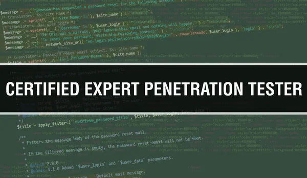 Certifierad Expert Penetration Tester Koncept Med Slumpmässiga Delar Programkod Certifierad — Stockfoto
