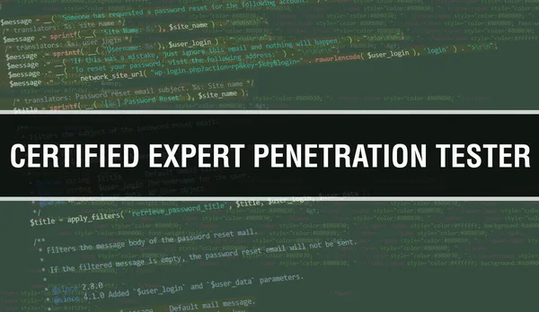 Concepto Certificado Probador Penetración Expertos Con Partes Aleatorias Código Programa — Foto de Stock