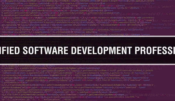 Profesional Desarrollo Software Certificado Con Tecnología Abstracta Fondo Código Binario — Foto de Stock