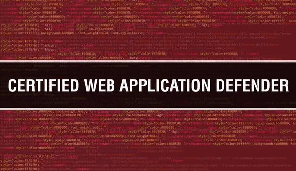 Certifierad Web Application Defender Med Binär Kod Digital Teknik Bakgrund — Stockfoto