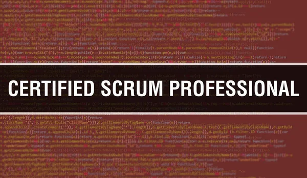 Programın Random Parts Program Kodu Ile Sertifikalı Scrum Profesyonellik Konsepti — Stok fotoğraf