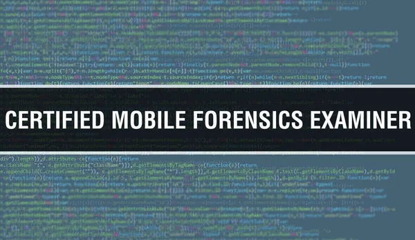 Certifierad Mobile Forensics Examinator Med Abstract Technology Binär Kod Bakgrund — Stockfoto