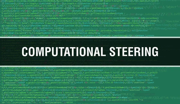 バイナリコードデジタル技術の背景を持つ計算ステアリング プログラムコードと計算ステアリングを持つ抽象的な背景 プログラミングとコーディング技術の背景 計算式 — ストック写真