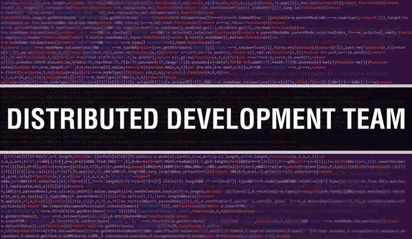 Tim Pembangunan Terdistribusi Dengan Latar Belakang Teknologi Digital Kode Binary — Stok Foto