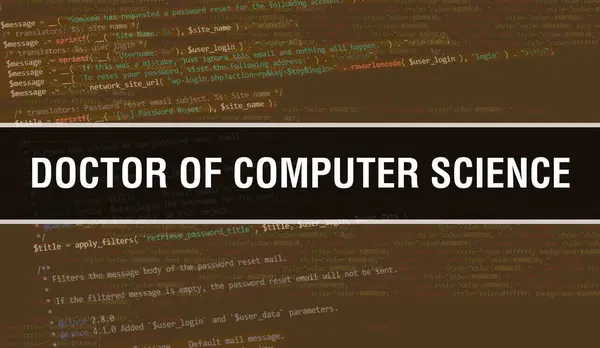 Bilgisayar Bilimi Doktoru Metni Yazılım Geliştiricisi Bilgisayar Yazılımının Programlama Kodu — Stok fotoğraf